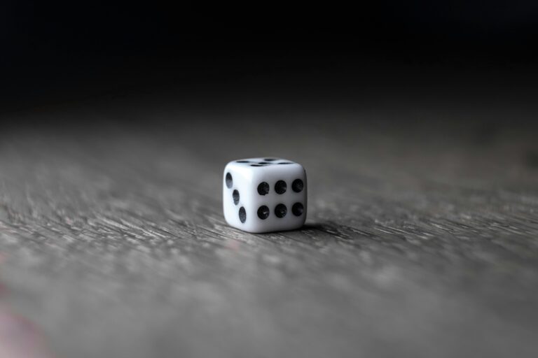 a dice on a table